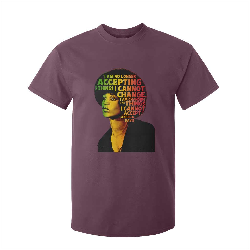 Angela Davis Inspirational Quote T Shirt For Kid Black History Month Afro Woman Activist TS10 Maroon Print Your Wear