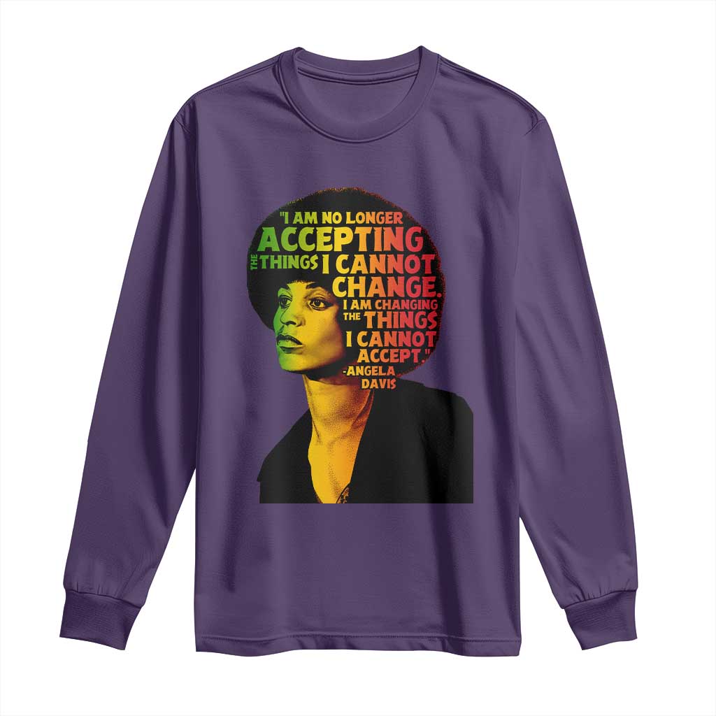 Angela Davis Inspirational Quote Long Sleeve Shirt Black History Month Afro Woman Activist TS10 Purple Print Your Wear