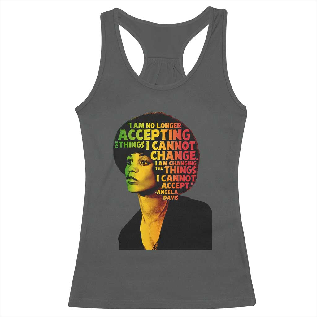 Angela Davis Inspirational Quote Racerback Tank Top Black History Month Afro Woman Activist TS10 Dark Heather Print Your Wear