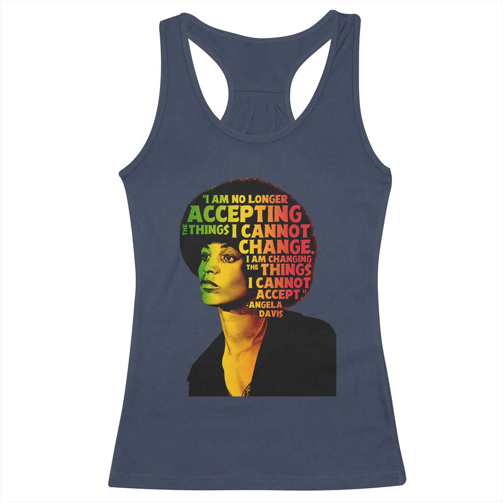 Angela Davis Inspirational Quote Racerback Tank Top Black History Month Afro Woman Activist TS10 Navy Print Your Wear