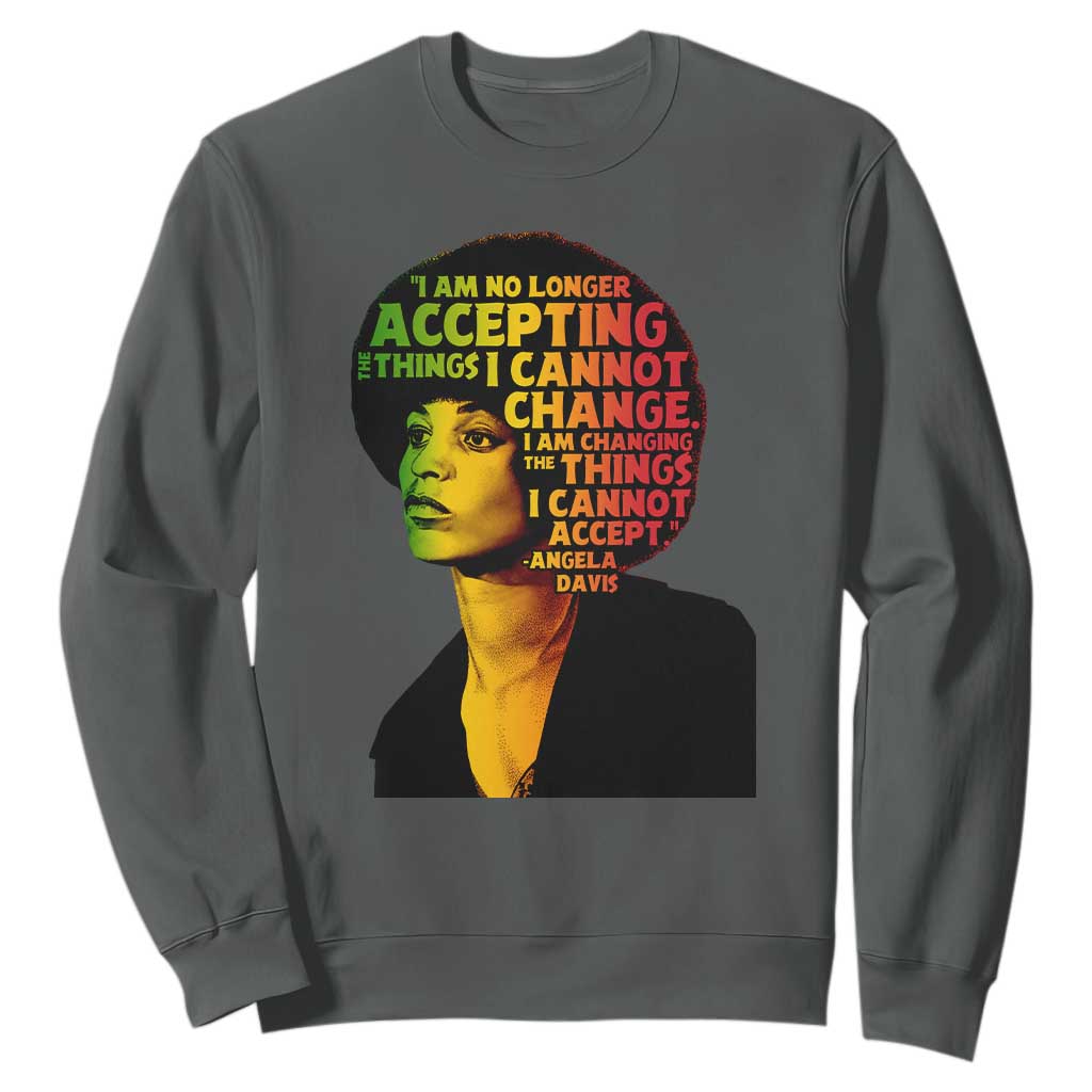 Angela Davis Inspirational Quote Sweatshirt Black History Month Afro Woman Activist TS10 Dark Heather Print Your Wear