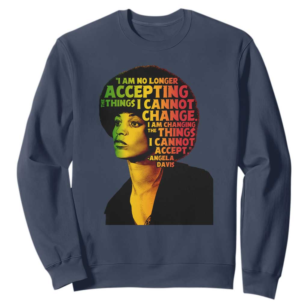 Angela Davis Inspirational Quote Sweatshirt Black History Month Afro Woman Activist TS10 Navy Print Your Wear