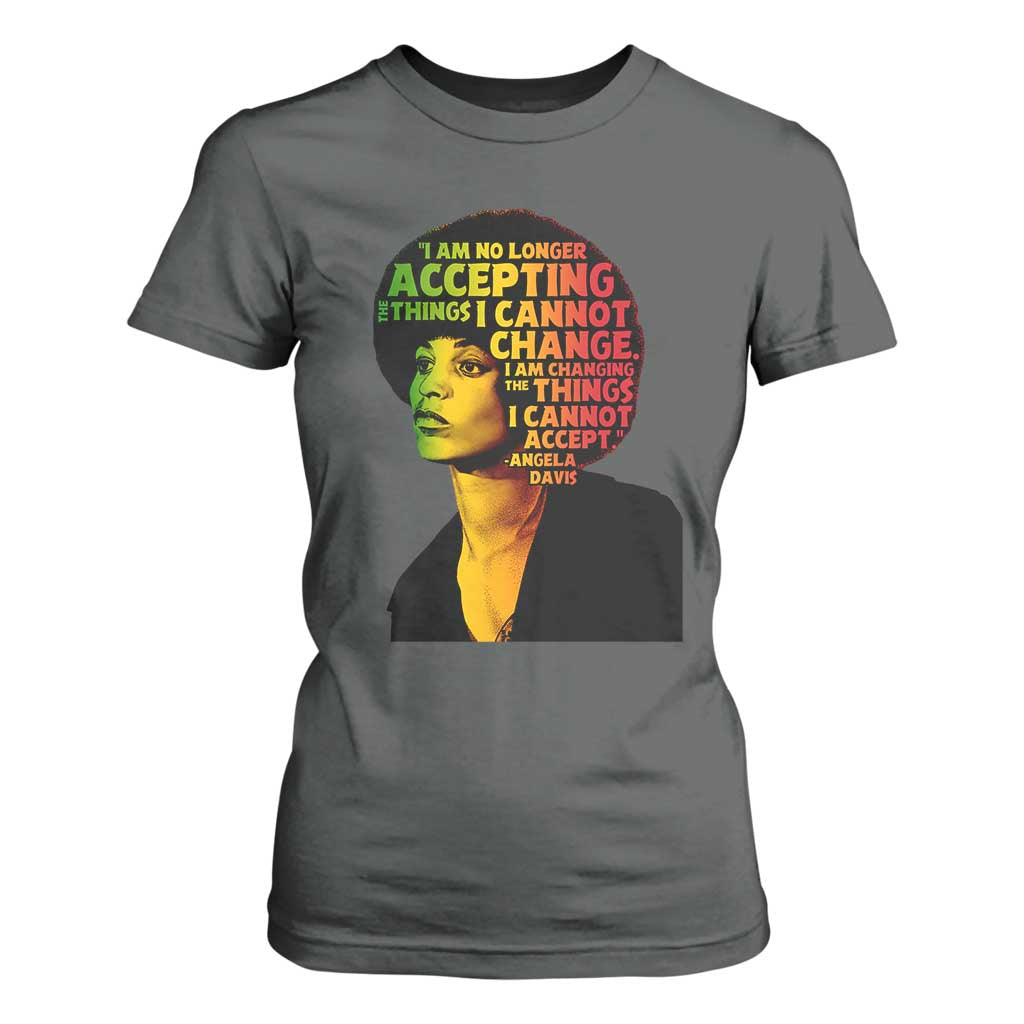 Angela Davis Inspirational Quote T Shirt For Women Black History Month Afro Woman Activist TS10 Dark Heather Print Your Wear