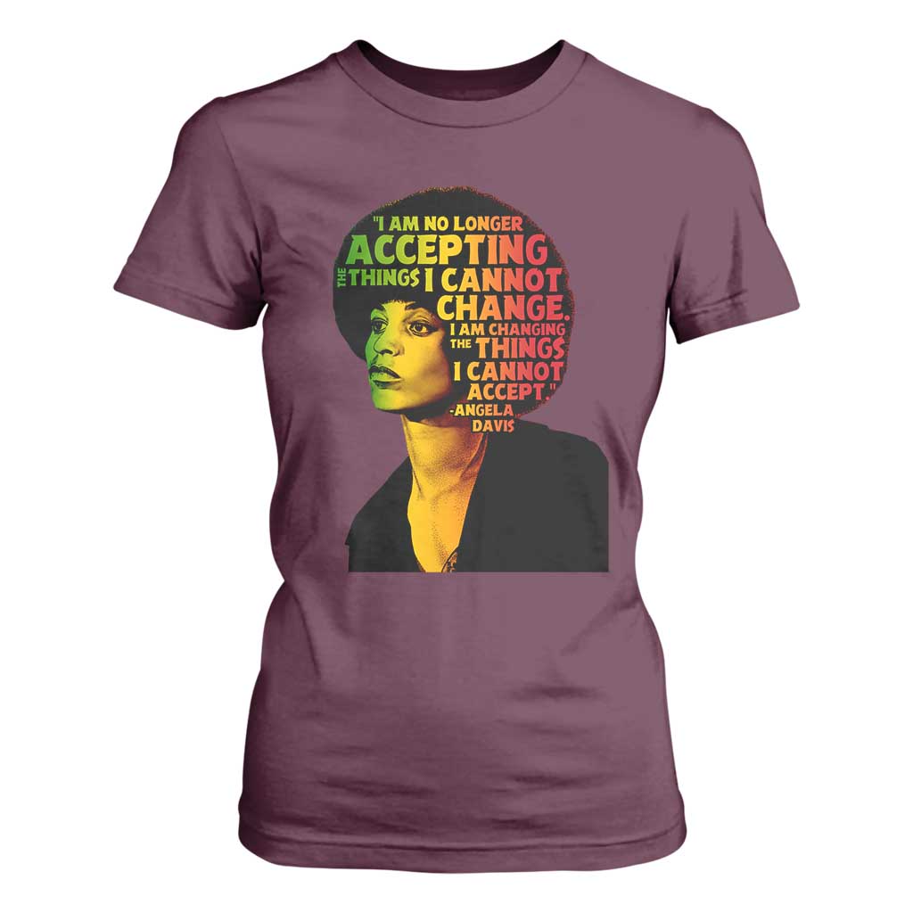 Angela Davis Inspirational Quote T Shirt For Women Black History Month Afro Woman Activist TS10 Maroon Print Your Wear