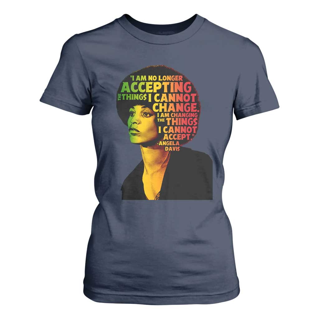 Angela Davis Inspirational Quote T Shirt For Women Black History Month Afro Woman Activist TS10 Navy Print Your Wear