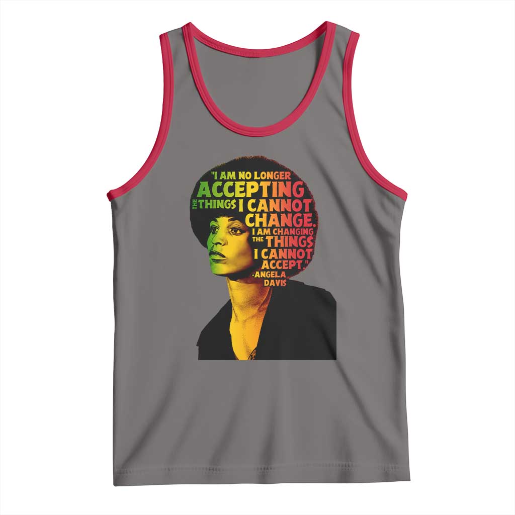 Angela Davis Inspirational Quote Tank Top Black History Month Afro Woman Activist TS10 Deep Heather Red Print Your Wear