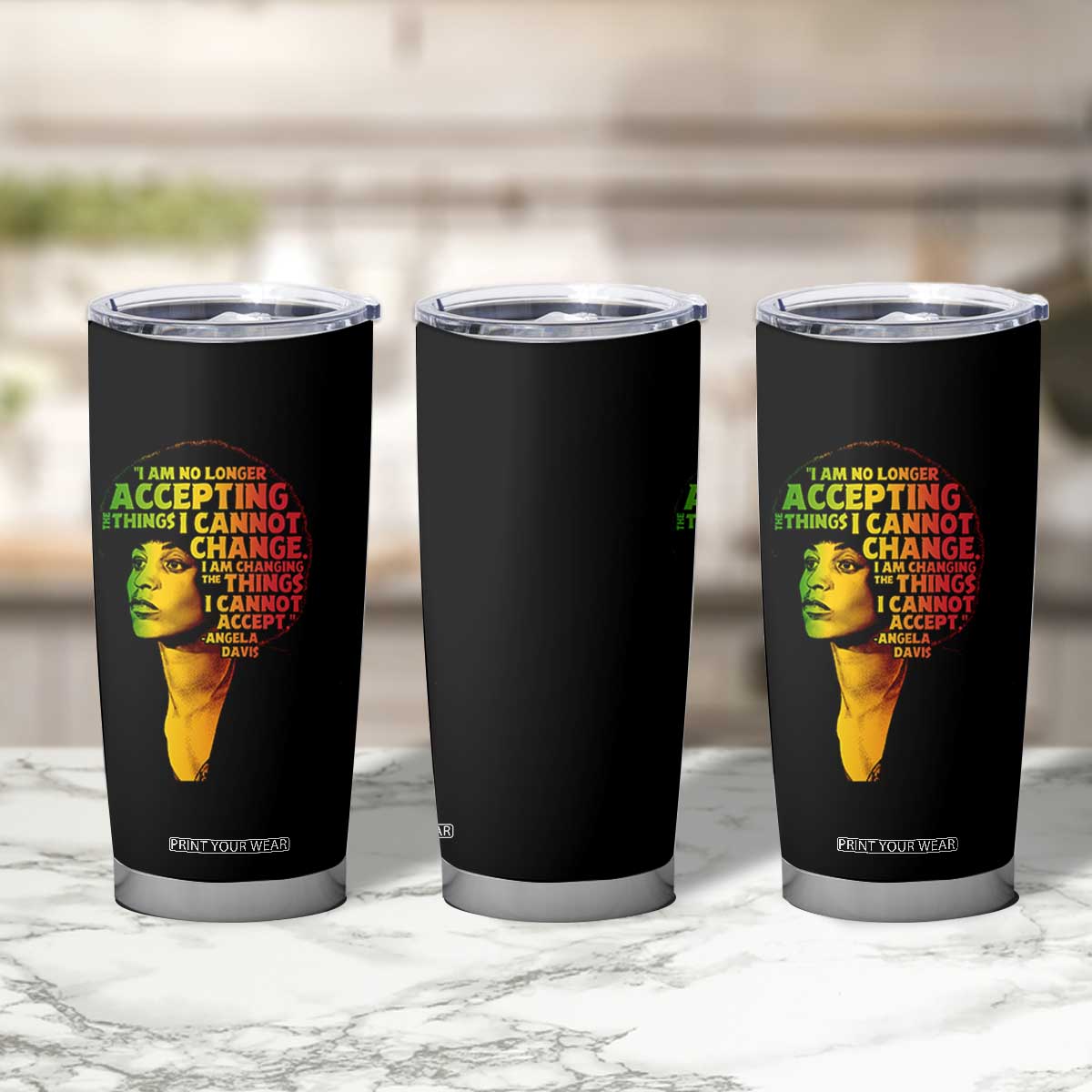 Angela Davis Inspirational Quote Tumbler Cup Black History Month Afro Woman Activist TS10 Print Your Wear