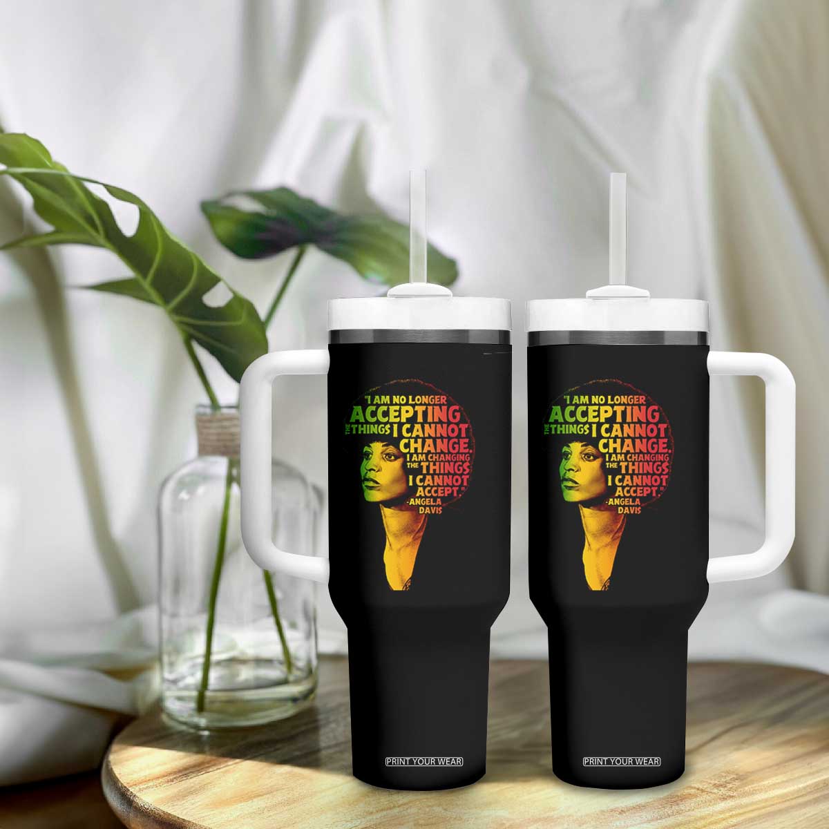 Angela Davis Inspirational Quote Tumbler With Handle Black History Month Afro Woman Activist TS10 Print Your Wear