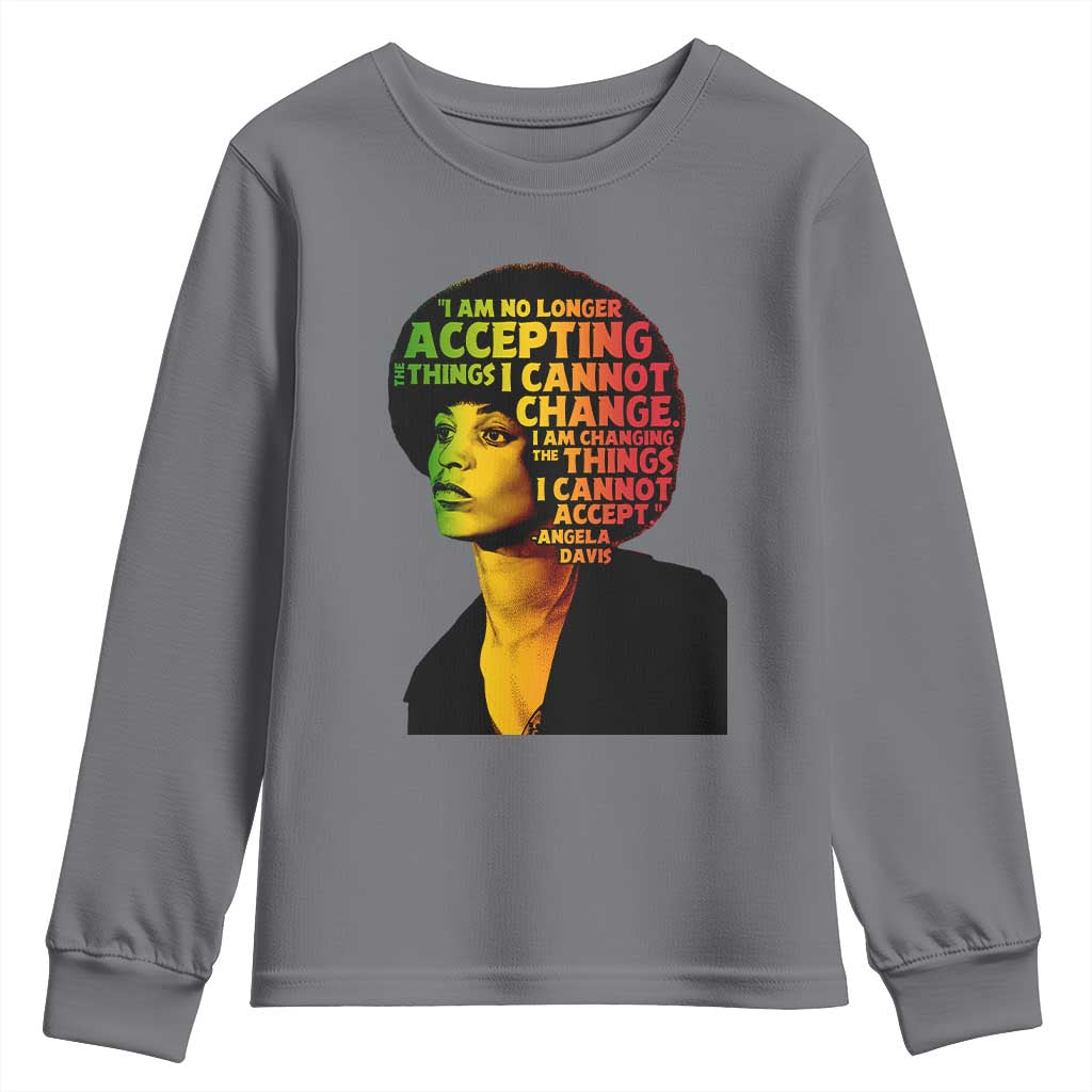 Angela Davis Inspirational Quote Youth Sweatshirt Black History Month Afro Woman Activist TS10 Charcoal Print Your Wear