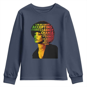 Angela Davis Inspirational Quote Youth Sweatshirt Black History Month Afro Woman Activist TS10 Navy Print Your Wear