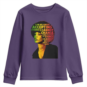 Angela Davis Inspirational Quote Youth Sweatshirt Black History Month Afro Woman Activist TS10 Purple Print Your Wear