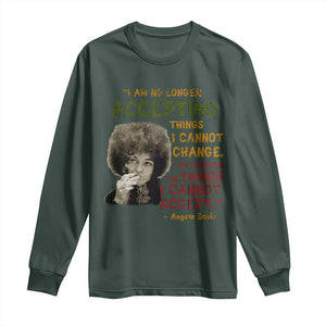 Black History Month Angela Davis Long Sleeve Shirt Black Panther Party Feminist Human Rights Inspirational Quote TS10 Dark Forest Green Print Your Wear