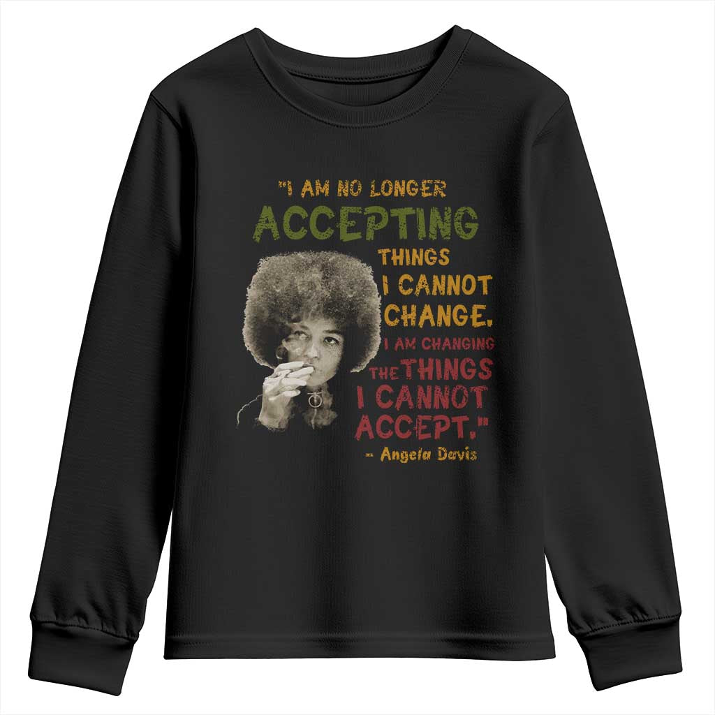 Black History Month Angela Davis Youth Sweatshirt Black Panther Party Feminist Human Rights Inspirational Quote TS10 Black Print Your Wear
