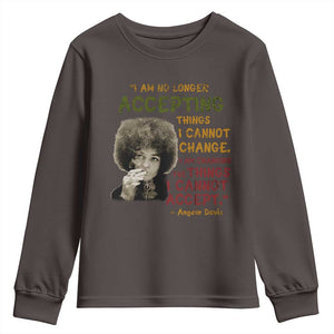 Black History Month Angela Davis Youth Sweatshirt Black Panther Party Feminist Human Rights Inspirational Quote TS10 Dark Chocolate Print Your Wear