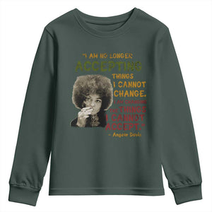 Black History Month Angela Davis Youth Sweatshirt Black Panther Party Feminist Human Rights Inspirational Quote TS10 Dark Forest Green Print Your Wear