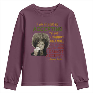 Black History Month Angela Davis Youth Sweatshirt Black Panther Party Feminist Human Rights Inspirational Quote TS10 Maroon Print Your Wear