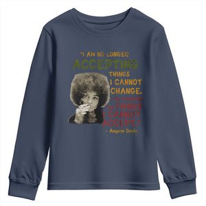 Black History Month Angela Davis Youth Sweatshirt Black Panther Party Feminist Human Rights Inspirational Quote TS10 Navy Print Your Wear