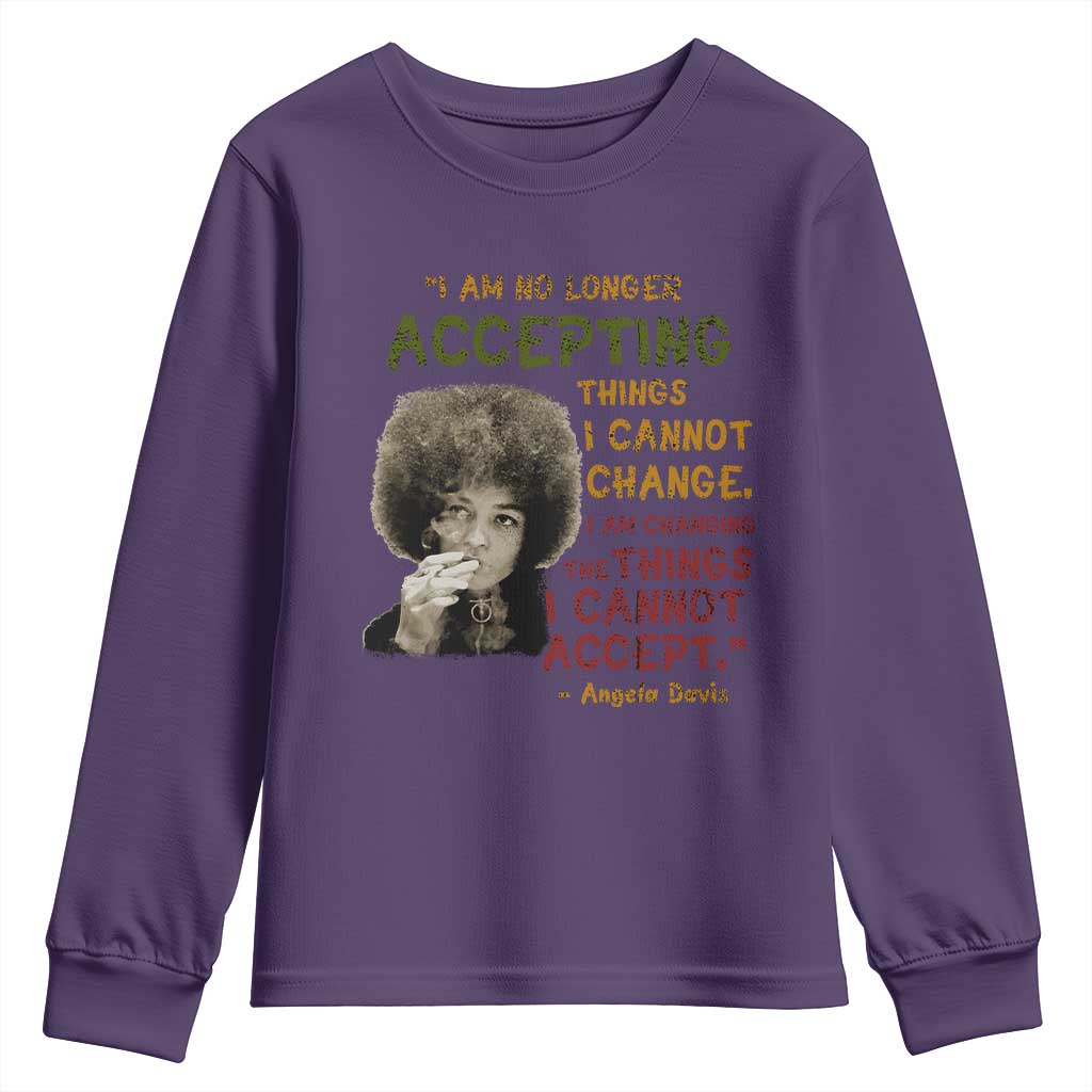 Black History Month Angela Davis Youth Sweatshirt Black Panther Party Feminist Human Rights Inspirational Quote TS10 Purple Print Your Wear