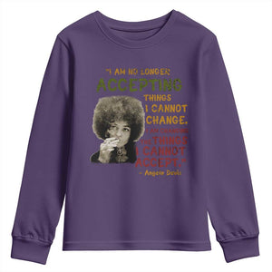 Black History Month Angela Davis Youth Sweatshirt Black Panther Party Feminist Human Rights Inspirational Quote TS10 Purple Print Your Wear