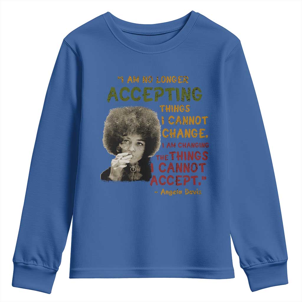 Black History Month Angela Davis Youth Sweatshirt Black Panther Party Feminist Human Rights Inspirational Quote TS10 Royal Blue Print Your Wear