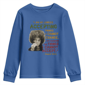 Black History Month Angela Davis Youth Sweatshirt Black Panther Party Feminist Human Rights Inspirational Quote TS10 Royal Blue Print Your Wear