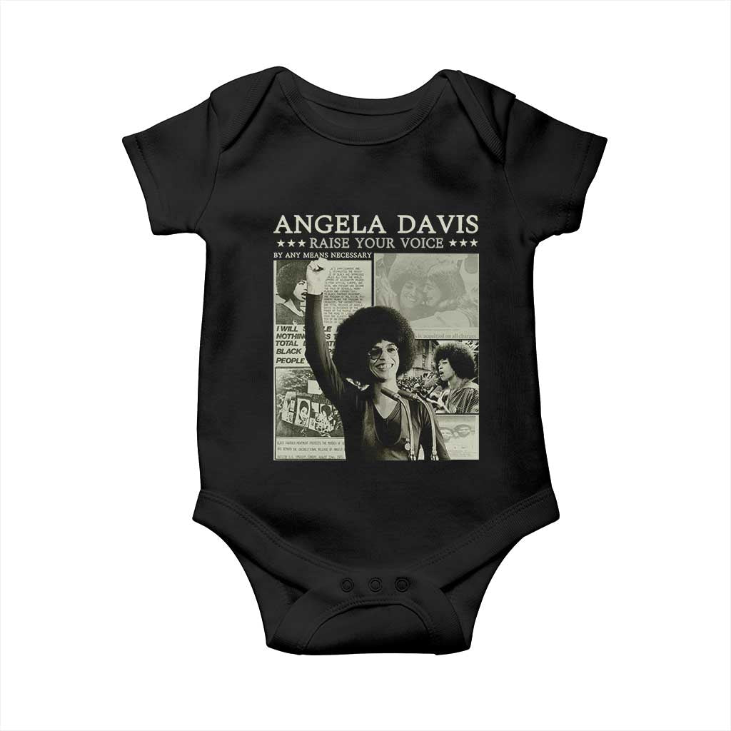 Black History Month Angela Davis Baby Onesie Raise Your Voice Feminist Human Rights TS10 Black Print Your Wear
