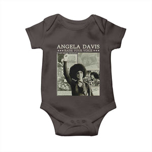 Black History Month Angela Davis Baby Onesie Raise Your Voice Feminist Human Rights TS10 Dark Chocolate Print Your Wear