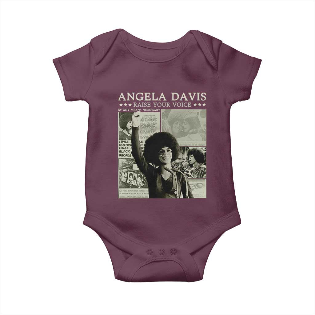 Black History Month Angela Davis Baby Onesie Raise Your Voice Feminist Human Rights TS10 Maroon Print Your Wear
