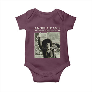 Black History Month Angela Davis Baby Onesie Raise Your Voice Feminist Human Rights TS10 Maroon Print Your Wear