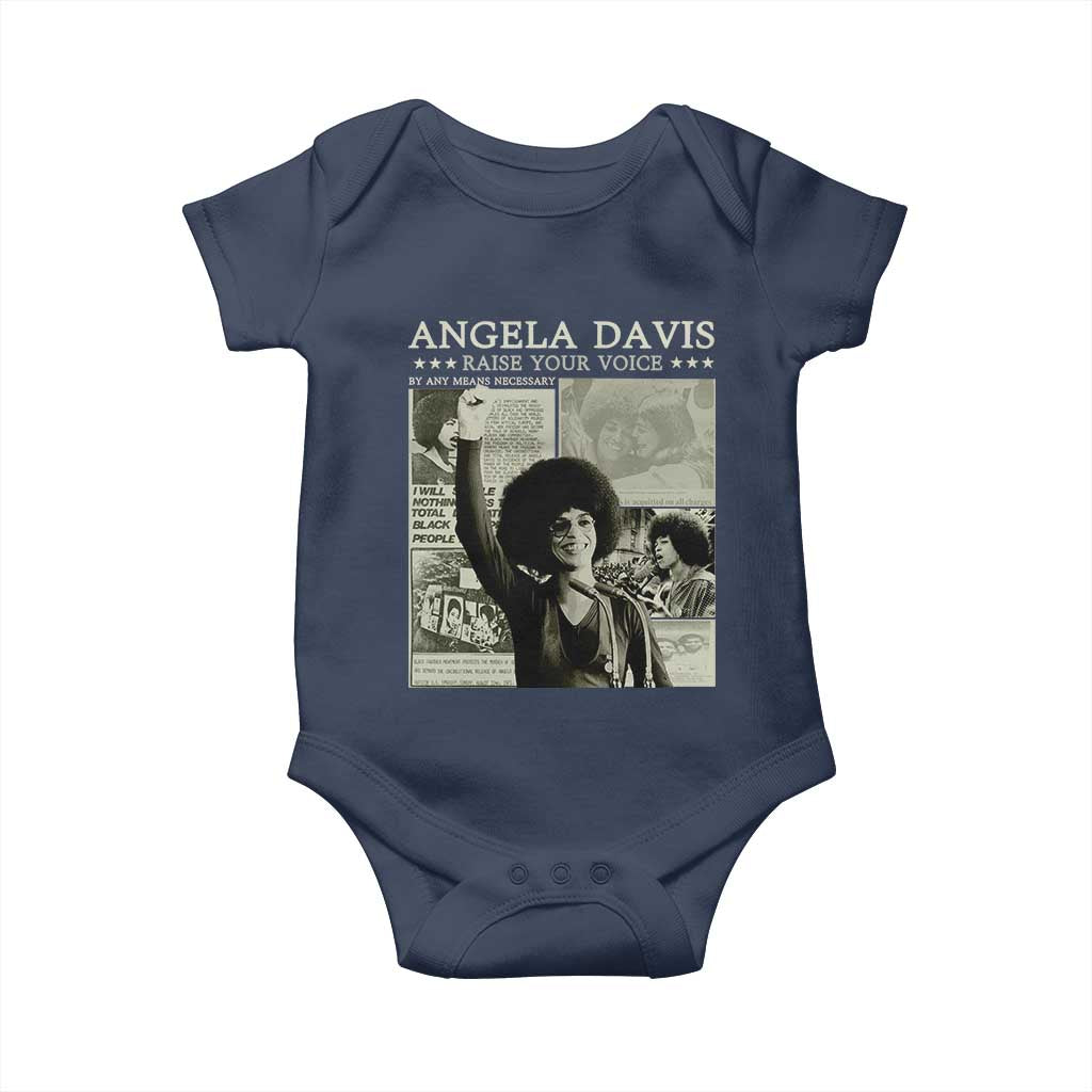 Black History Month Angela Davis Baby Onesie Raise Your Voice Feminist Human Rights TS10 Navy Print Your Wear