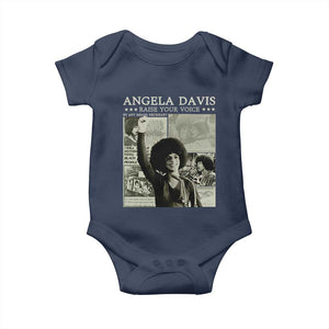 Black History Month Angela Davis Baby Onesie Raise Your Voice Feminist Human Rights TS10 Navy Print Your Wear