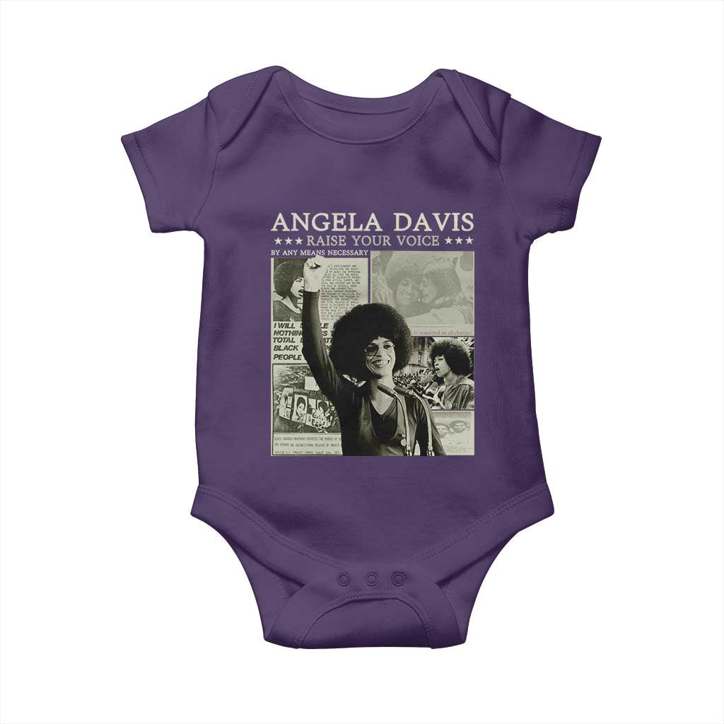 Black History Month Angela Davis Baby Onesie Raise Your Voice Feminist Human Rights TS10 Purple Print Your Wear