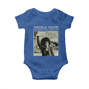Black History Month Angela Davis Baby Onesie Raise Your Voice Feminist Human Rights TS10 Royal Blue Print Your Wear
