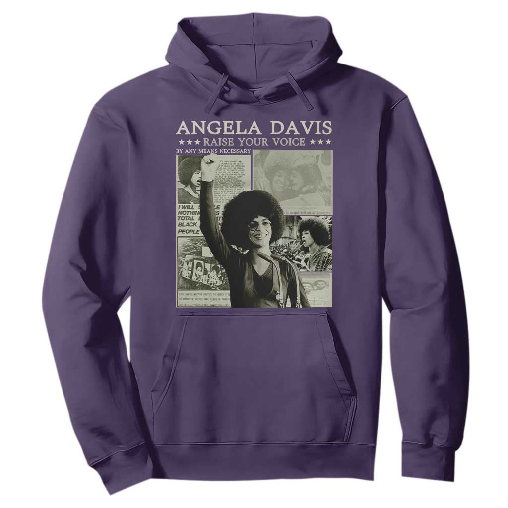 Black History Month Angela Davis Hoodie Raise Your Voice Feminist Human Rights TS10 Purple Print Your Wear