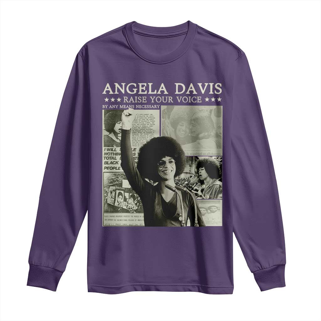 Black History Month Angela Davis Long Sleeve Shirt Raise Your Voice Feminist Human Rights TS10 Purple Print Your Wear