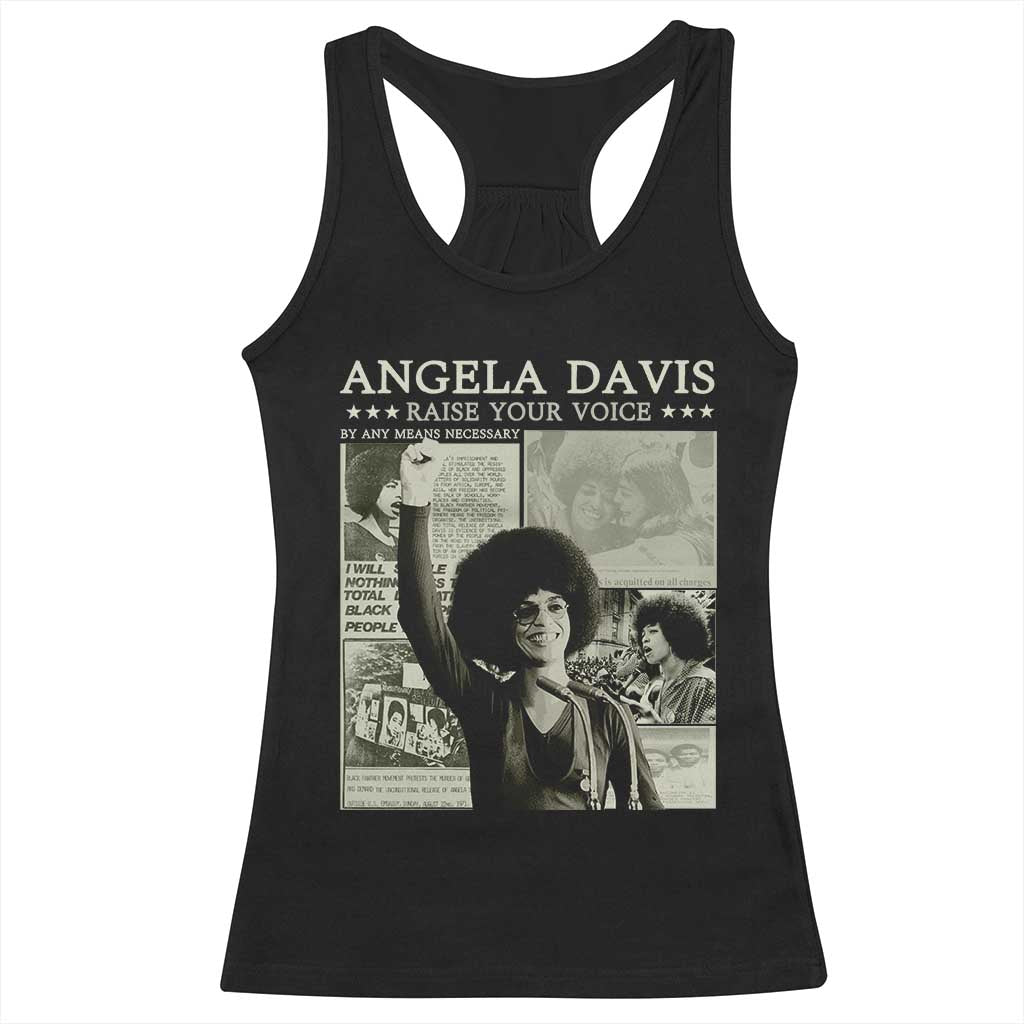 Black History Month Angela Davis Racerback Tank Top Raise Your Voice Feminist Human Rights TS10 Black Print Your Wear