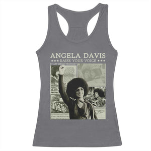 Black History Month Angela Davis Racerback Tank Top Raise Your Voice Feminist Human Rights TS10 Charcoal Print Your Wear