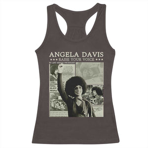 Black History Month Angela Davis Racerback Tank Top Raise Your Voice Feminist Human Rights TS10 Dark Chocolate Print Your Wear