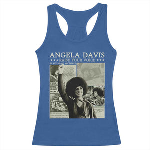 Black History Month Angela Davis Racerback Tank Top Raise Your Voice Feminist Human Rights TS10 Royal Blue Print Your Wear