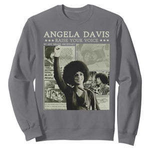 Black History Month Angela Davis Sweatshirt Raise Your Voice Feminist Human Rights TS10 Charcoal Print Your Wear