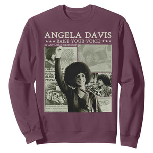 Black History Month Angela Davis Sweatshirt Raise Your Voice Feminist Human Rights TS10 Maroon Print Your Wear