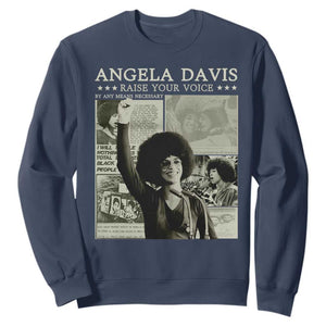 Black History Month Angela Davis Sweatshirt Raise Your Voice Feminist Human Rights TS10 Navy Print Your Wear