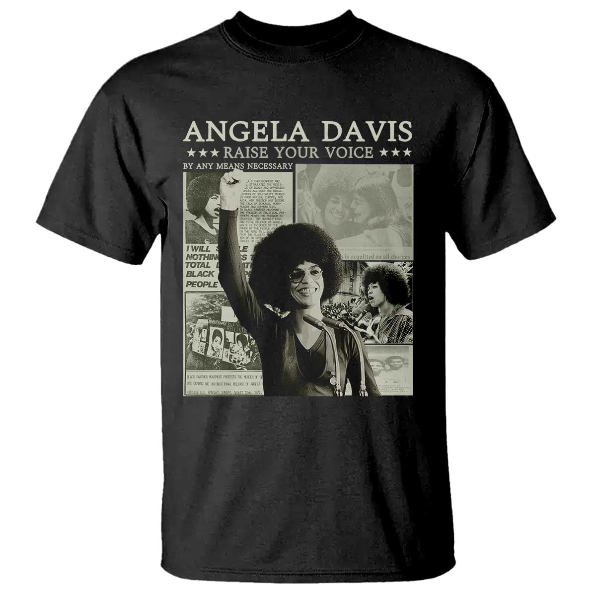 Black History Month Angela Davis T Shirt Raise Your Voice Feminist Human Rights TS10 Black Print Your Wear