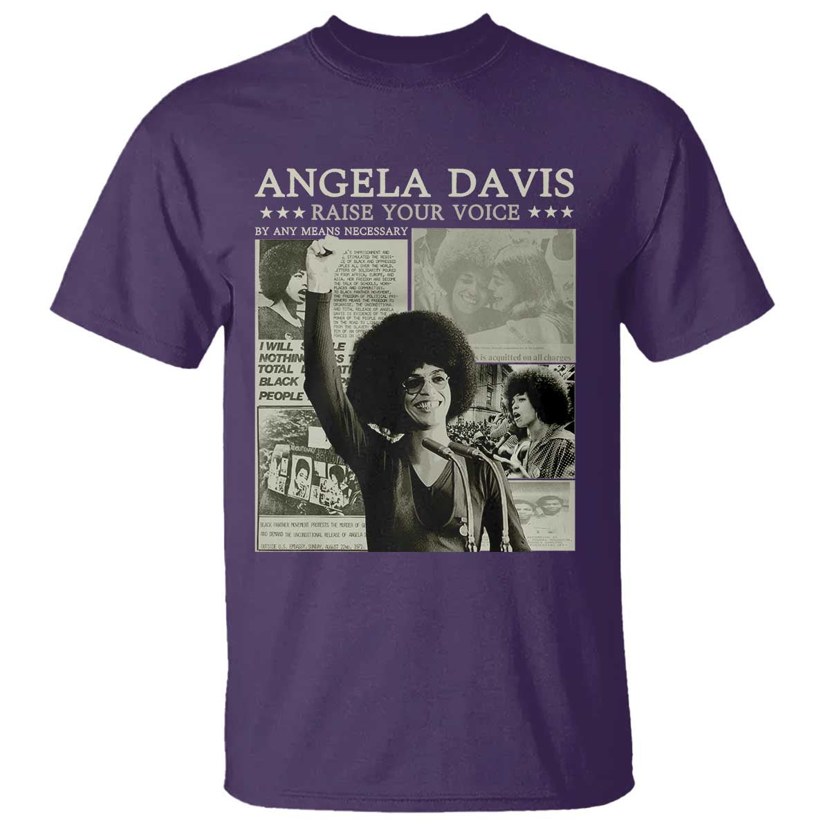 Black History Month Angela Davis T Shirt Raise Your Voice Feminist Human Rights TS10 Purple Print Your Wear