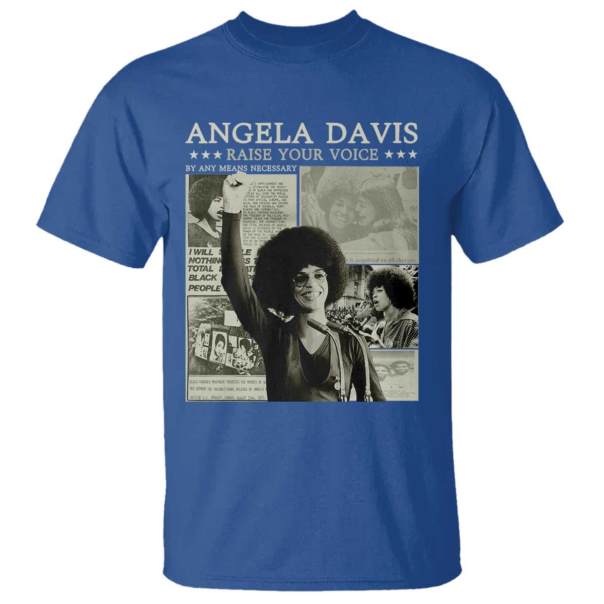 Black History Month Angela Davis T Shirt Raise Your Voice Feminist Human Rights TS10 Royal Blue Print Your Wear