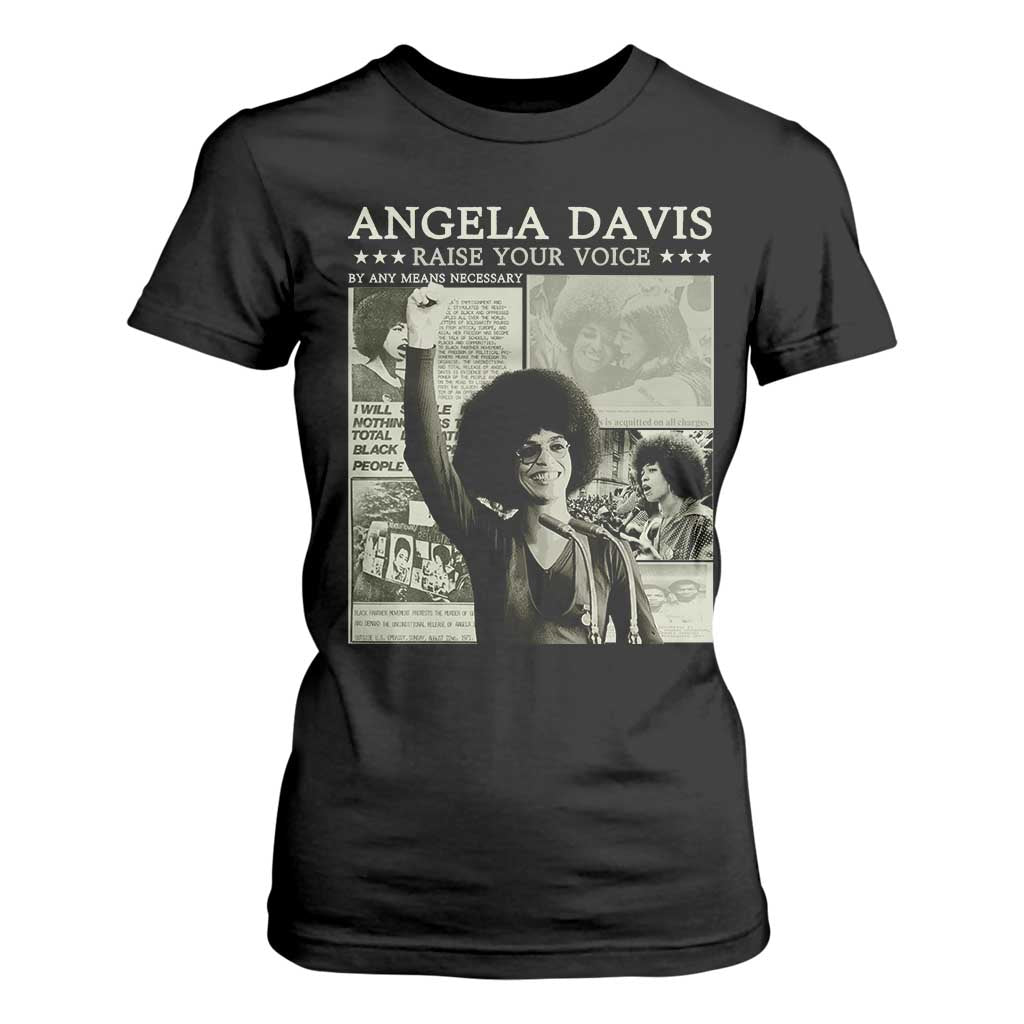 Black History Month Angela Davis T Shirt For Women Raise Your Voice Feminist Human Rights TS10 Black Print Your Wear