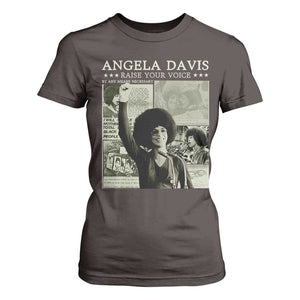 Black History Month Angela Davis T Shirt For Women Raise Your Voice Feminist Human Rights TS10 Dark Chocolate Print Your Wear