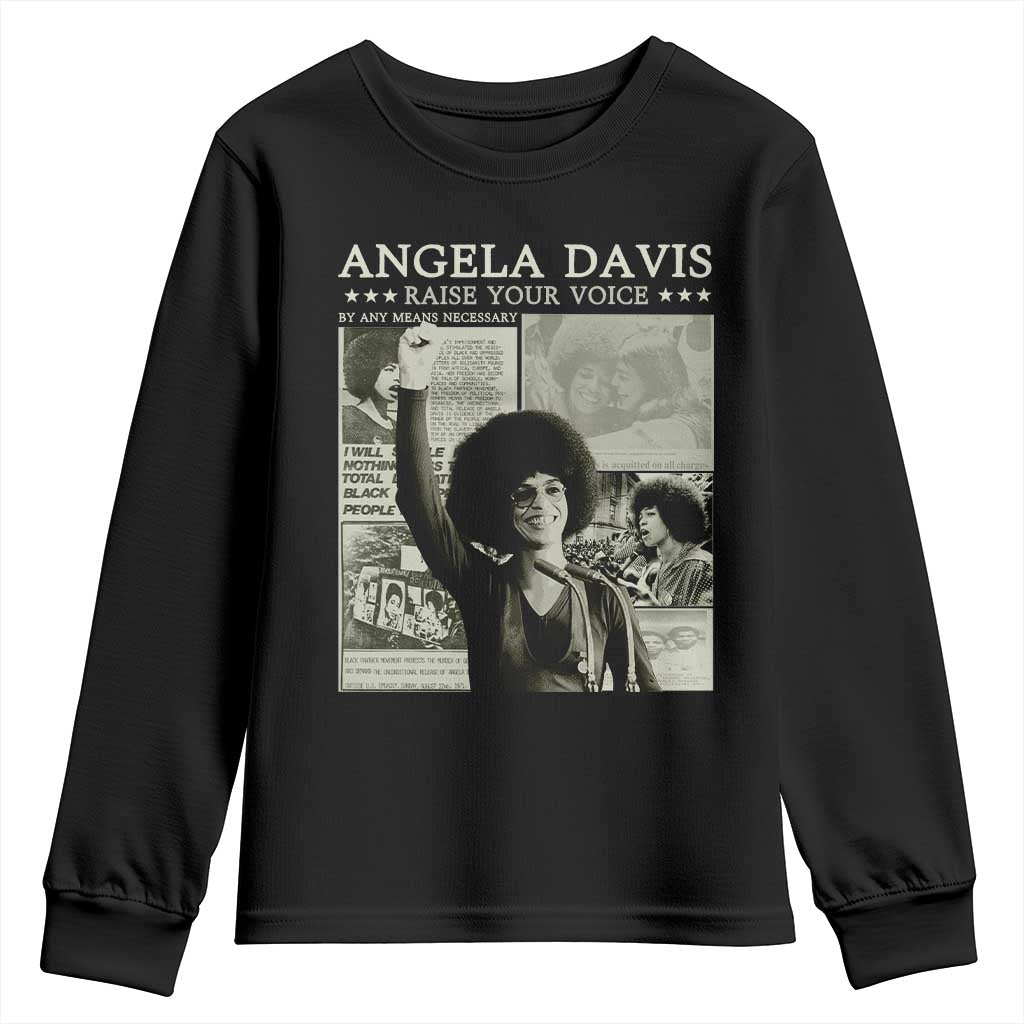 Black History Month Angela Davis Youth Sweatshirt Raise Your Voice Feminist Human Rights TS10 Black Print Your Wear