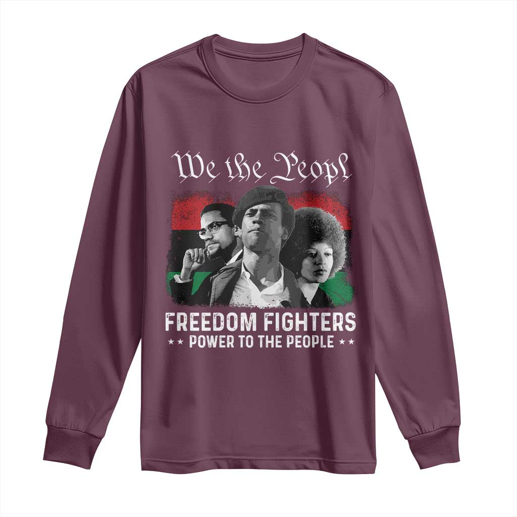 Vintage Black Panther Party Long Sleeve Shirt Huey P. Newton Malcolm X Angela Davis Black History TS10 Maroon Print Your Wear
