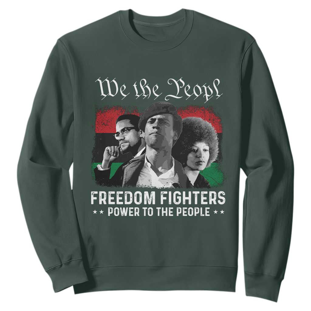 Vintage Black Panther Party Sweatshirt Huey P. Newton Malcolm X Angela Davis Black History TS10 Dark Forest Green Print Your Wear